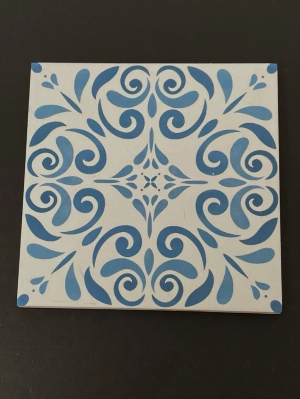 Vintage Ceramic Tile Blue & White Made in Italy Trivet Matte Finish 5.75